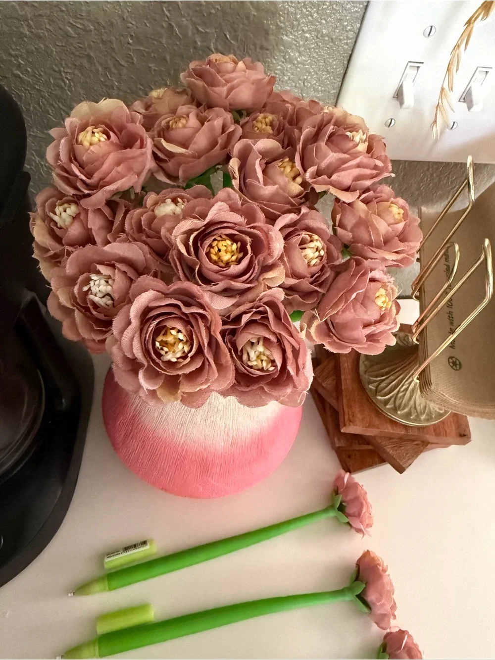 12pcs Pink Blossom Floral Pen